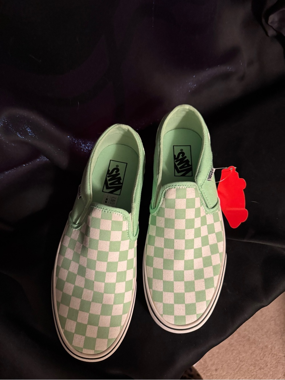 Womens Checkerboard Slip-On Sneakers in Mint Green - Picture 2 of 3